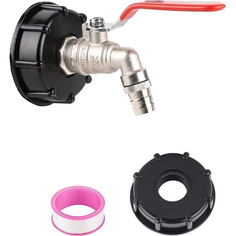 Válvula de latón + unión S60x6 para tanque IBC + cinta de PTFE
