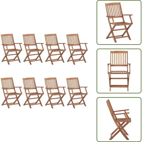 Klappbare Gartenstühle 8 Stk. Massivholz Akazie - Klappstuhl - Gartenstuhl - Esszimmerstuhl - Outdoor Möbel - Balkonmöbel (1/5)
