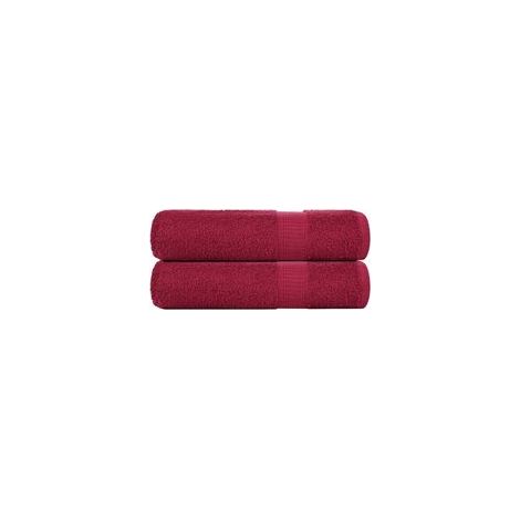 Serviettes FROGN 2 pièces Bordeaux 50x100 cm 360 g/m² - Crezuo (1/4)