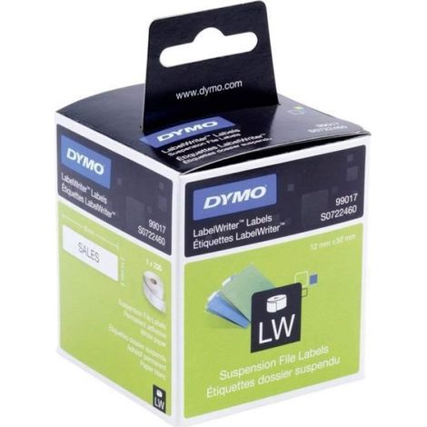 Étiquettes Pour Dossiers Suspendus - 12 x 50 mm - Adhésif Permanent - Compatible LabelWriter - Rouleau De 220 Pièces