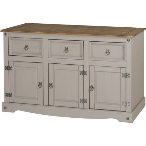 Corona Grey Wax 3 Door Sideboard (1/4)