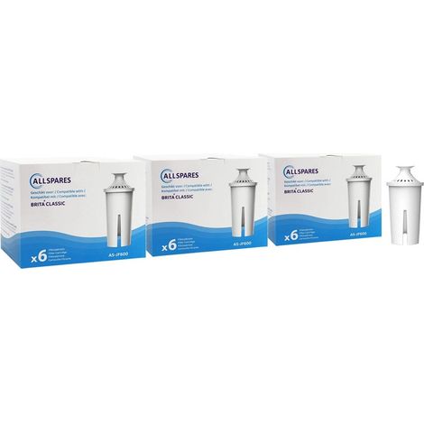 Cartuchos de filtro AllSpares (18x) adecuados para jarras de agua Brita antiguas Filtros de repuesto para Brita Classic (1/5)