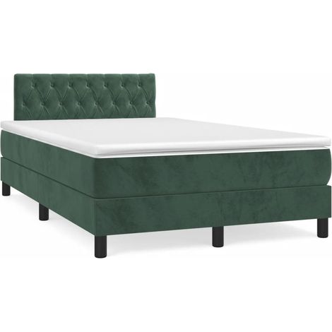 Sommier à lattes de lit avec matelas LED vert foncé 120x190 (1/5)
