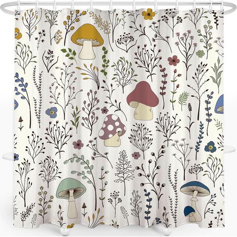 Filiyano-Rideau de douche avec éponges, rideau de douche imperméable mignon et original en tissu polyester avec 12 crochets, décoration de salle de (1/5)