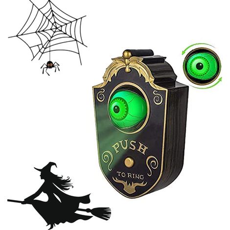 Sonnette Halloween Décorations Halloween Voix Horribl Déco Halloween Mort Horreur Prop de Jeu Horrible et Party Night Club Tenture Murale Décoration (Noir) (1/5)