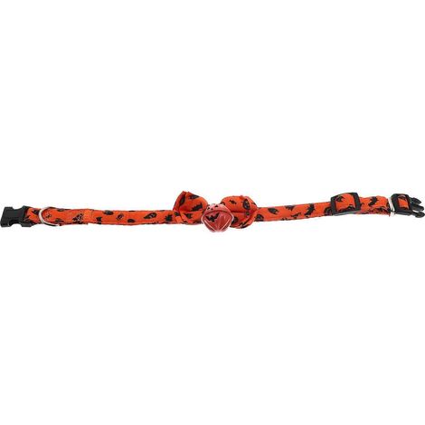 Collar naranja de Halloween para gatos con pajarita y tira desmontable. (1/5)