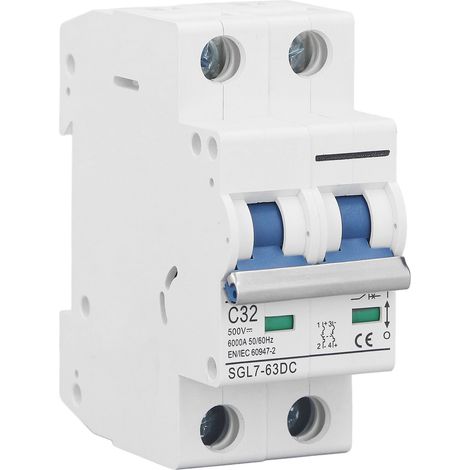 Miniatur-Gleichstrom-Leistungsschalter 500 V 32 A, 2-poliger 500-V-32-A-Trennschalter für Photovoltaik-Solaranlagen