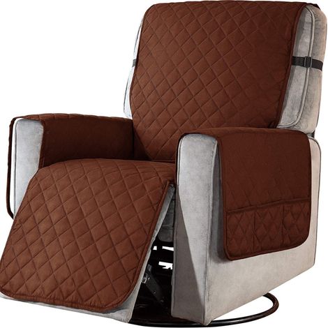 Irovami Housse fauteuil inclinable – 63,5cm, café, lavable, anti-dérapant (1/5)