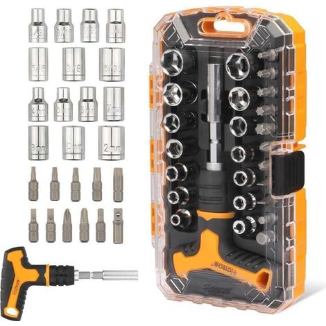 26-teiliges T-Griff Schraubendreher und Steckschlüssel-Set mit magnetischem Kopf