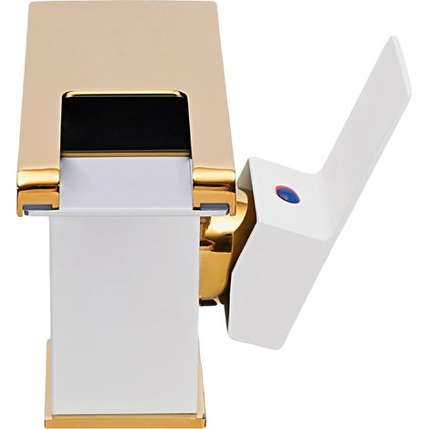 Grifo de lavabo de baño, indicador de temperatura LED, acero inoxidable duradero, blanco. (1/2)