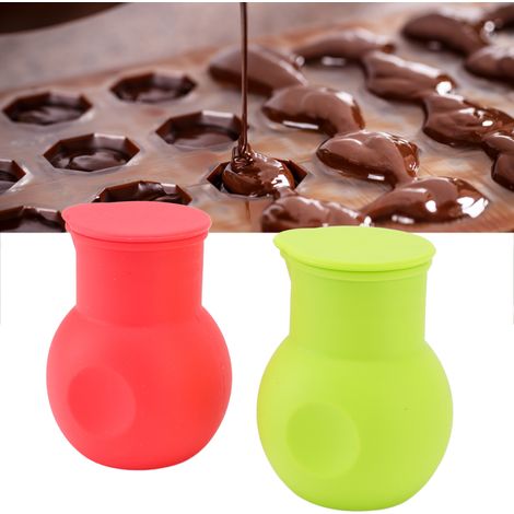 2 pièces Pot à Chocolat en Silicone Rouge et Vert, Fonte Chocolat Micro-ondes Multifonction pour Pâtisserie (1/5)
