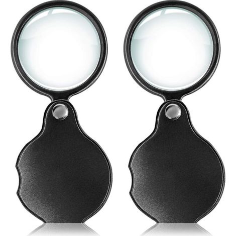 Juego de 2 lupas de bolsillo pequeñas de 10 aumentos, mini lupas plegables de calidad superior con tapa giratoria para lectura, ciencia, joyería, pasatiempos, libros, 1.96" (1/5)