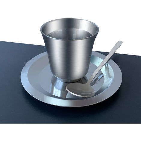 Ensemble de trois tasses à café italiennesMug à café/bière en acier inoxydable 304 avec bouteille d'eau isotherme double paroi pour le camping, la cafetière et les déplacements (1/5)