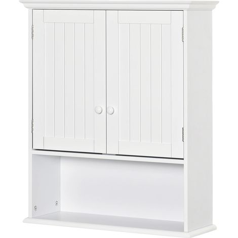 Armario de baño con estante ajustable, diseño que ahorra espacio, color blanco. (1/2)