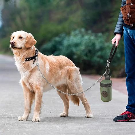 Lot de 2 distributeurs de sacs à déjections canines, pratiques et résistants pour voyages, randonnée et parcs, bleu foncé et noir/vert (1/2)
