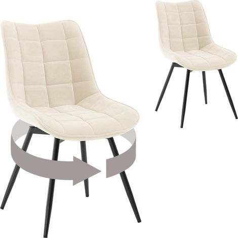 WOLTU 2x Sedie da pranzo, sedie per soggiorno, salotto, ufficio o terrazza, schienale ergonomico, seduta vellutoe gambe in metallo, Beige