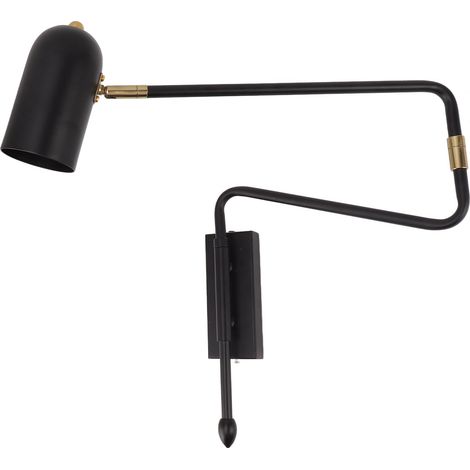 Applique murale noire à bras articulé lampe de lecture en fer E27 E26 orientable design chevet chambre salon bureau 85-265V câblée (1/5)