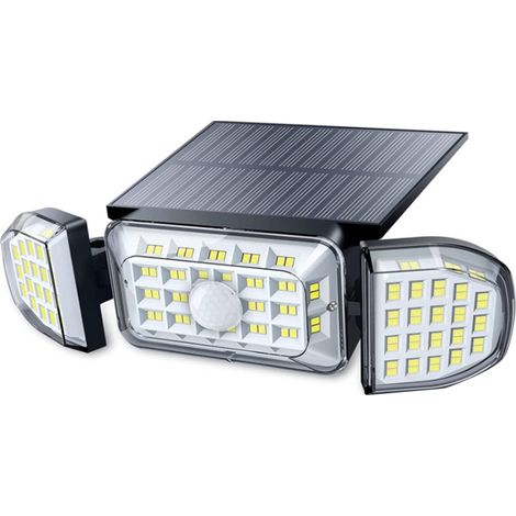 Aplique solar de pared con 164 LED, sensor de movimiento, resistente al agua, ideal para jardín, patio, terraza, valla o paisajismo. 3 modos de iluminación. (1/5)