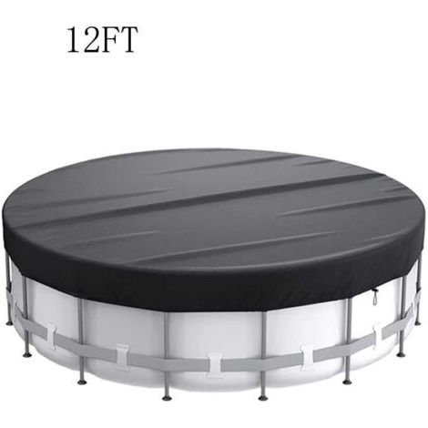 Bâche de piscine-Bâche de protection ronde pour piscine - avec cordon de serrage pour une utilisation facile -37020CM (12 pieds), noire (1/5)