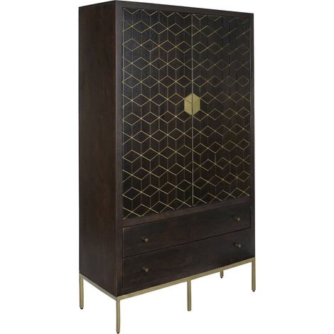 Armoire Acacia Métal 100X40X175 Marron Foncé (1/5)