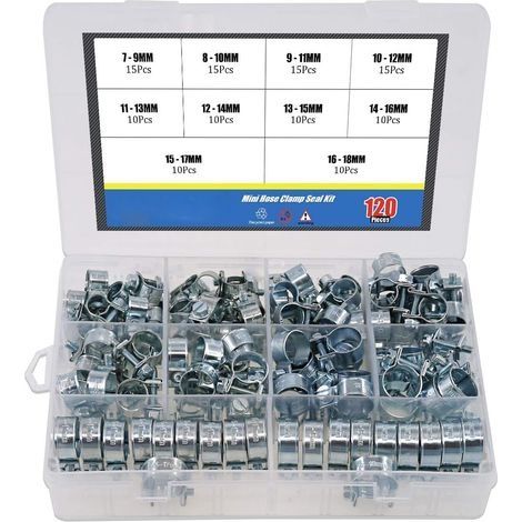 Lot de 120 mini colliers de serrage pour tuyau diesel et essence 10 tailles (1/5)