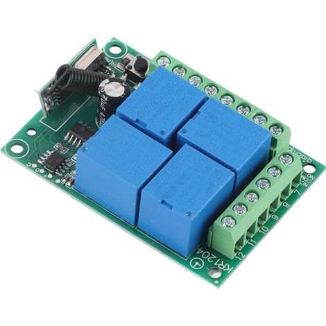 Contrôleur sans fil 4 canaux 12 V 433 MHz pour porte de garage/éclairage avec télécommande (1/5)