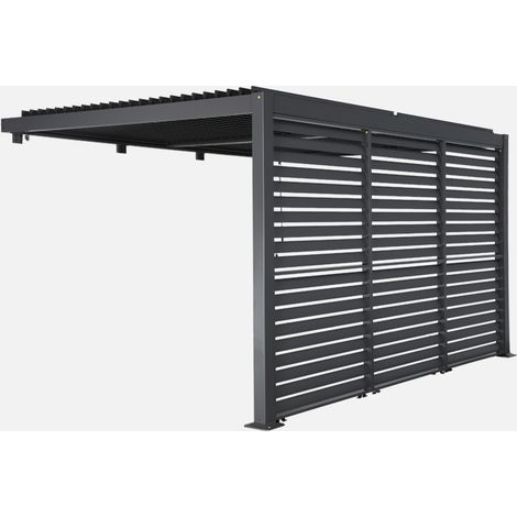 Pergola bioclimatica in alluminio addossata 4x3m + 3 persiane 130cm Palace (1/5)