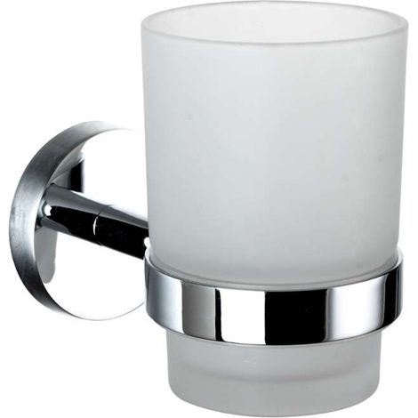 kielle Oudee - Vaso para cepillo de dientes y pasta dentífrica con soporte, cristal mate/cromo 40002010 (1/2)