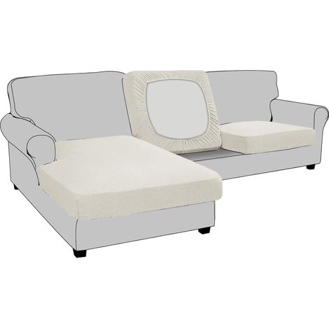 Housse de Coussin Extensible de canapé Housse de Protection pour Meubles Housse de siège de canapé Couvre pour Canapé Protege de Meubles Antipoussière (2 Places,Blanc) (1/5)