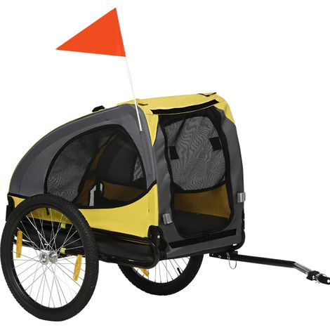 Remolque para perros de bicicleta amarillo 20 kg 140 x 71 x 83 cm en poliéster MODENUIT (1/5)