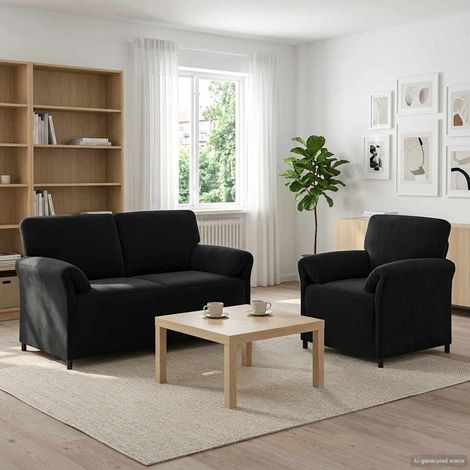 vidaXL Ensemble de Canapés 2 pc Noir Velours (1/5)