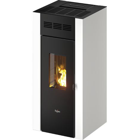 Poêle à granulés ventilé 8,5 kW – Efficacité 90% – Autonomie 28h – Échappement arrière Ø 80mm – Télécommande en option – Pegaso