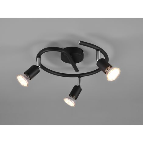 Deckenstrahler PARIS Rondell 3-flammig Schwarz, Ø 26cm