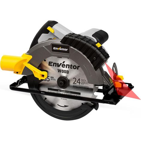 Scie Circulaire avec Guidage Laser, 1650W, 2 Lames Ø 185mm 5500RPM , Profondeur de Coupe Max: 62 mm (90°) et 46 mm (45°), moteur en cuivre pur, pour Bois, PVC (1/5)