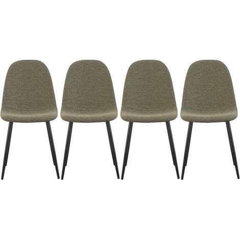 Lot de 4 chaises 45x54x87 cm en tissu vert olive - YUNO (1/4)