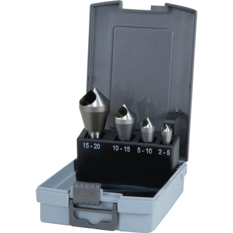 RUKO Jeu de 4 forets coniques et ébavureurs avec trou transversal HSS en cassette plastique - 102312RO (1/3)