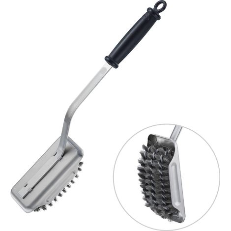 RÖSLE Brosse de nettoyage pour barbecue SlideX, de haute qualité, avec long manche et manche en plastique, poils interchangeables, acier inoxydable (1/4)