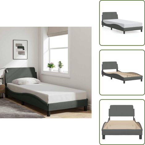 Cadre de lit sans matelas gris foncé 80x200 cm tissu - Cadre De Lit - Lit Double - Lit Design - Literie - Meuble Chambre (1/5)