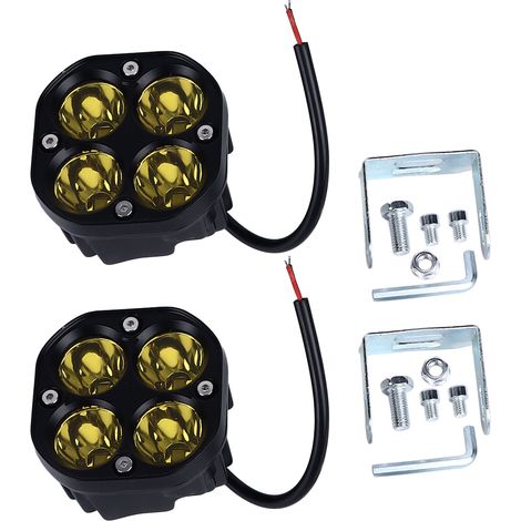 Set aus 2 quadratischen LED-Autoscheinwerfern, 7,6 cm (3 Zoll), 6000K bis 6500K, IP67 wasserdicht, für die Arbeitsbeleuchtung von Fahrzeugen und Motorrädern, 10 bis 30 V DC Stromversorgung. (1/5)