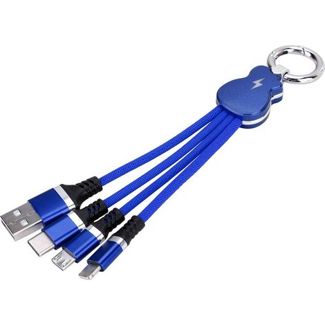 Universelles 3-in-1 USB-Lade- und Datenkabel für iPhone und Android (blau) (1/5)