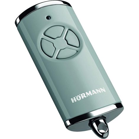 Hörmann HSE 4 BS (frequenza 868 MHz, Grigio Lucido, azionamento per Porta del Garage con Tappi cromati, batterie Incluse, Dimensioni 28 x 70 x 14 mm, incl. Anello Portachiavi) 4511577