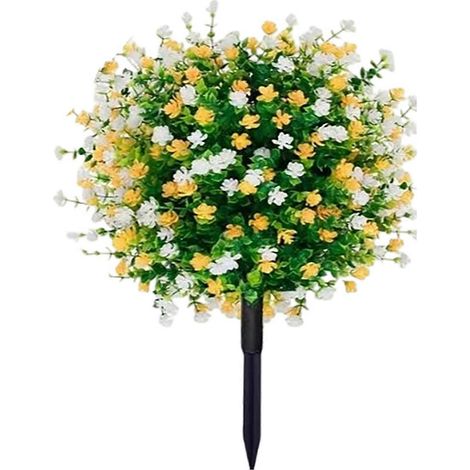Topiaire de camélia artificiel résistant aux UV – avec tuteur – pour porte d'entrée porche et jardin – 1 pièce – Jaune (1/5)