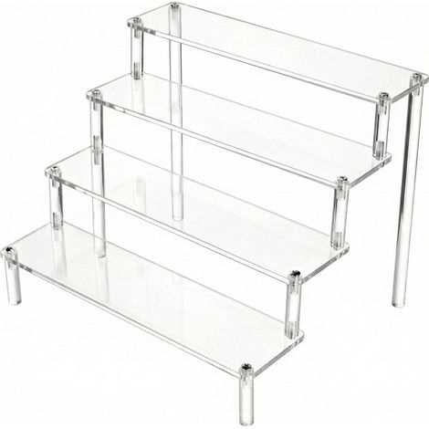 ® Présentoir Acrylique à 4 Niveaux, 4mm d'épaisseur, 30x25x20cm - Présentoir Acrylique Transparent pour Figurines, Bijoux, Cupcake, Rouge à Lèvres, Vernis à Ongles, Épices (1/5)