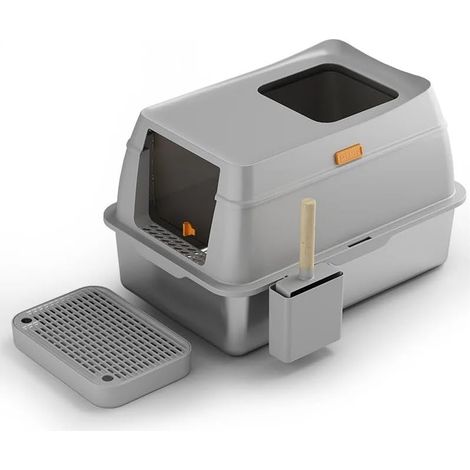BingoPaw Lettiera Toilette per Gatti: Acciaio Inox Chiusa per gatto a 10 kg Antiodore, Facile da Pulire (1/5)
