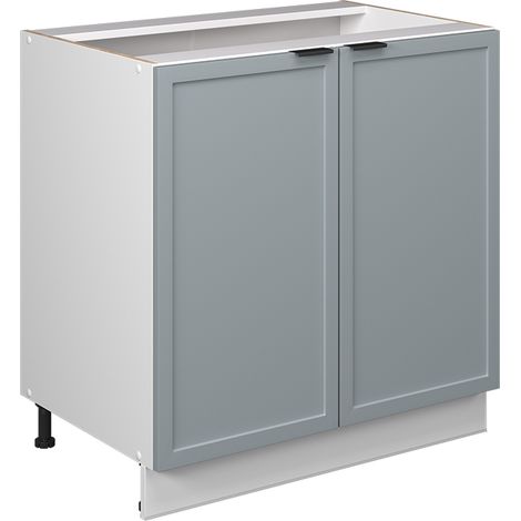 Mobile lavello cucina Fame-Line, Blu-grigio chiaro, 80 cm con ripiano, senza piano di lavoro, Vicco