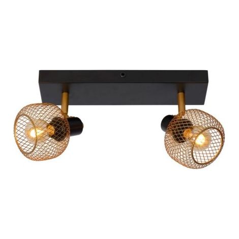 Plafoniera doppia Lucide Maren 2xE14 40W oro/nero metallo