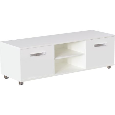 Cosmo TV Cabinet Stand 2 Door Modern High Gloss Cabinet Unit, 120cm-White
