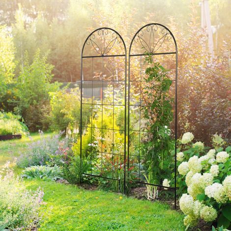 Treillis en métal pour plantes grimpantes, pack de 2 tuteurs de jardin - 51 x 152 cm noir (1/5)