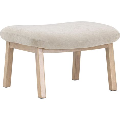 Repose-pieds en tissu et bois - Beige - Rile (1/5)