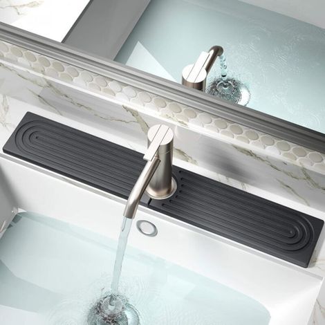 Tapis de séchage rapide pour évier de cuisine, tapis de drainage pour plan de travail de salle de bain, gris, 60 x 10 cm (1/4)